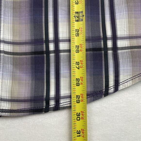 PrAna Men’s Short Sleeve Button Down Purple Tattersall Plaid- L - Picture 8 of 13